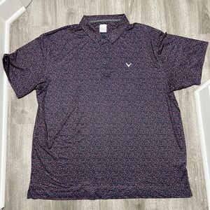 Callaway Golf Polo w/ red & steel blue pattern, EUC, men’s XXL‎